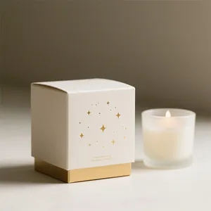 Caja de regalo para velas de papel reciclado, plegable, con revestimiento UV, personalizable según la demanda - Product Image 1