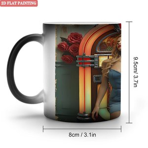 Curved Ergonomic Body Comfort Mug Frosted Black 11oz <b>Ceramic</b> Heat Sensitive Drinking <b>Cup</b> - Product Image 1