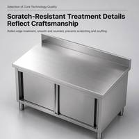 Table de travail en acier inoxydable pour cuisine commerciale, armoire de rangement à porte coulissante, étagère, comptoir de préparation pour restaurant et cantine