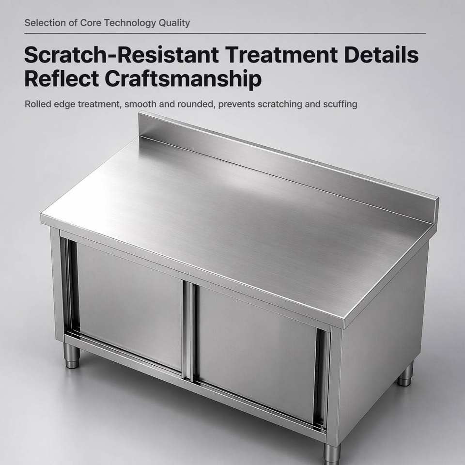 Stainless Steel Commercial Kitchen Workbench Table Sliding Door Storage ...