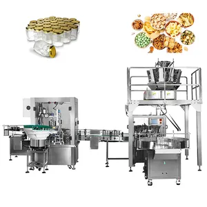 Automatic 100g to 2000g bottle/can/jar weighing packing filling machine for nuts snack food
