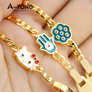 Pulsera de Hello Kitty para niñas, brazalete chapado <span class=keywords><strong>en</strong></span> oro, joyería para niños - Product Image 5