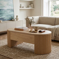 Table basse relevable moderne, design cannelé, avec rangement dissimulé, pour salon familial, directement de l'usine