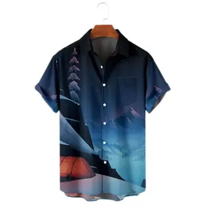男性用ファンシーゴールドシャツポリネシアトライバルファブリックハワイアン半袖シャツ男性用夏服メンズトロピカルトップスシャツ