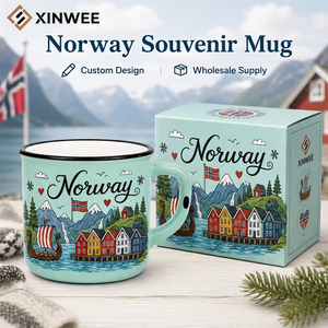 Taza de Café de Cerámica con Diseño de Barco Vikingo y Bandera, Souvenir de <span class=keywords><strong>Noruega</strong></span>, Europa, para Venta al por Mayor, Personalizable, ODM, OEM - Product Image 3