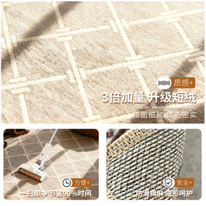 Tapis Idan Beige Overture à Rayures en Fibre de Polyester Imperméable Résistant aux Taches Facile à Nettoyer pour Salon Chambre Bureau - Product Image 2