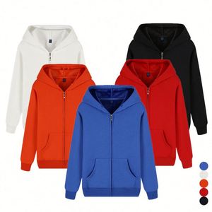 Sudaderas con capucha personalizadas de 500 g/m² con cremallera completa, al por mayor, extragrandes para hombre, con cuello estampado en serigrafía para invierno - Product Image 3