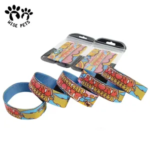 Yeni tasarımlar özel Polyester streç bilek bandı Pulsera Elastica dokuma etiket kumaşı süblimasyon baskı olay elastik bileklik - Product Image 1