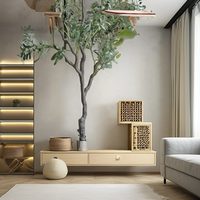 Arbre à chat mural en bois massif, style moderne, hamac multi-chats, griffoir robuste et peu encombrant, durable pour une utilisation prolongée
