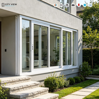 Ventana Moderna de Aluminio Negro con Doble Vidrio Templado Resistente a Huracanes para Casa o Villa