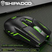 Souris filaire USB SHIPADOO G7 7D pour ordinateur portable de gaming Esports, rétroéclairée LED, capteur optique programmable, robuste, pour droitier