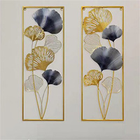Art mural moderne de feuille de Ginkgo de luxe nouveau salon entrée couloir décoration de la maison élégant métal tenture murale Art