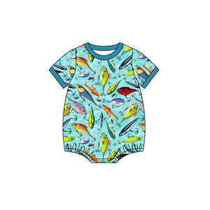 Mono de burbujas para bebé niña con estampado de anzuelo de pesca RTS Boutique, 95% algodón, elastano, estampado serigrafiado, ropa casual para recién nacido, tela de estambre - Product Image 4