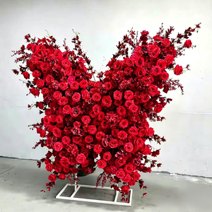 Romantic Red <b>Artificial</b> Rose Butterfly Wall Panel Handmade High Simulation Decor Valentine's Day - Product Image 1