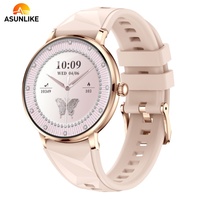 Reloj inteligente de lujo para mujer con cristales de diamante, pantalla de alta definición, monitorización de frecuencia cardíaca y sueño, y recordatorios inteligentes.