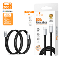 Cable de Carga Rápida USB C a USB C de 60W, Marca Privada SDL, 1M, Cable Trenzado de Nailon, Servicio de Personalización de Marca