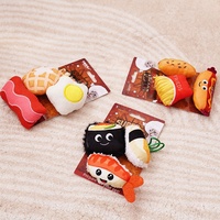 Set Mainan Kucing Plush Bertema Makanan Catnip Impor, Mainan Gigit & Kunyah untuk Hiburan Mandiri, Penghilang Kebosanan, Mainan Hewan Peliharaan