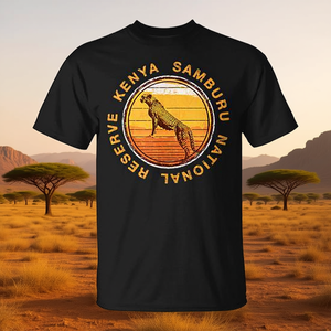 T-shirt rétro de la Réserve nationale de Samburu au Kenya, unisexe, col rond, manches courtes, design Safari Wildlife - Product Image 2