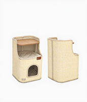 Lit carré pour chat en sisal et polyester, seau à gratter, emballé en carton, pour petits chats, design minimaliste peu encombrant, pour salon intérieur