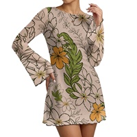 Robe hawaïenne sur mesure au-dessus du genou, motif Mokihana Lei, en tissu polyester, coupe classique, sexy, pour soirée/boîte de nuit.