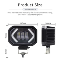 Phare de travail LED 4 pouces 30W 12D avec clignotant bleu jaune en forme de flèche pour véhicules tout-terrain 4x4, VTT, UTV, camions et motos