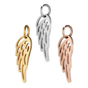 Lot de 5 pendentifs en acier inoxydable : Pentagramme, Éléphant, Ailes de chat, Lotus, Attrape-rêves, Arbre de vie, Amour - Collier avec pendentif - Product Image 3