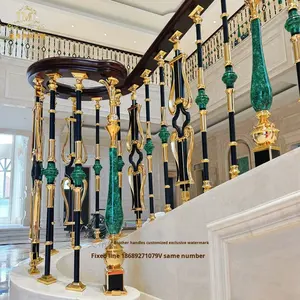 אלומניום אור בסגנון יוקרתי מעקה מעקה עם עיצוב מסתובב מעוקל עבור וילה - Product Image 3