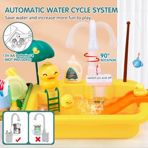 EPT Nouveau bassin de lavage électrique pour enfants Vaisselle de jeu de simulation Jouet d'évier de cuisine mignon - Product Image 2