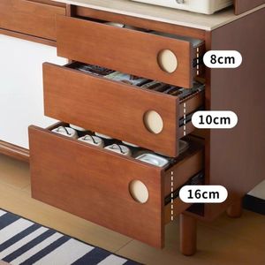 Vintage Solid Wood Living Room <b>Cabinet</b> Midcentury Modern Multifunctional Storage Unit With Slab Doors And 5 Plus Compartments - Product Image 3