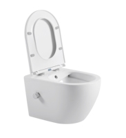 Nouvelle conception de toilette en céramique sans rebord avec mitigeur eau froide et chaude, bidet pour lavage féminin, toilette murale pour salle de bain