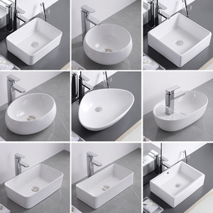 Ceramic Countertop Basin Round White Single Hole Easy Cleaning Household Sink - Product Image 5