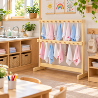 Étagère à serviettes en bois à deux niveaux pour enfants, meubles de classe Montessori pour la maternelle, la garderie et la crèche