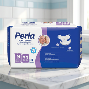 Perla Couche-culotte jetable pour adulte, protection anti-fuites, surface sèche, feuille de protection respirante, capacité d'absorption de 800 ml, unisexe, taille L, 30 pièces - Product Image 2