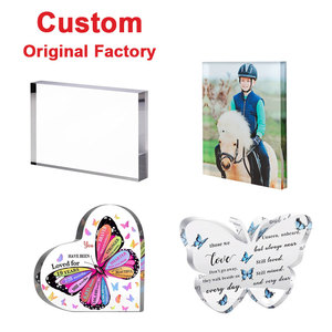 Grabado logotipo personalizado 20mm sólido claro acrílico bloque tienda pantalla cubo Lucite UV impresión foto bloque - Product Image 1