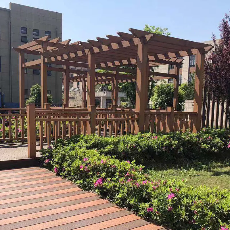 Diseño libre personalizado wpc pérgola gazebo al aire libre anti uv impermeable madera plástico jardín pérgola soporte