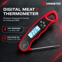 Thermomètre alimentaire pliable en acier inoxydable étanche, lecture instantanée en 3-4 secondes, marche/arrêt automatique, écran LCD rétroéclairé, sonde pour viande BBQ