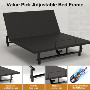 Oe Home Adjustable Steel <b>Bed</b> Base Frame <b>Queen</b> <b>Size</b> Modern Design Head Foot Incline Wireless Remote 4-Port USB Under-<b>Bed</b> - Product Image 4
