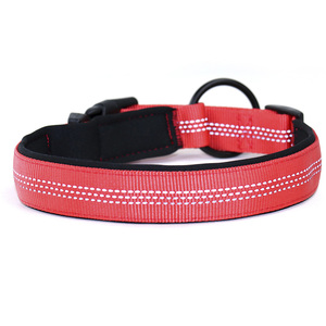 소형 중형 대형견을 위한 편안한 네오프렌 패딩이 있는 헤비 듀티 나일론 조절 가능한 O-링 반사 개 목걸이 - Product Image 3