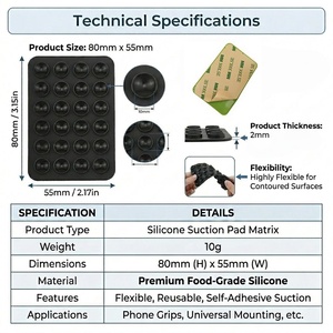 Soporte de Teléfono con Espejo Manos Libres, 24 Ventosas de Silicona, Fuerte Adhesión para Videos de TikTok, Selfies, <span class=keywords><strong>Ducha</strong></span>, Baño - Product Image 2