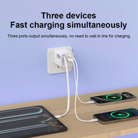 Cargador Justlink PD45W GaN con Adaptador USB-A Tipo C, Enchufe EU US UK, Cargador de Pared USB-C con Cable Retráctil Tipo C para iPhone