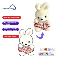 Peluche Lapin Mignon Violet avec Oreilles Intérieures, Salopette en Jean Bleue, Jouet en Peluche Doux, Décoration, Cadeau, Peluche Lapin
