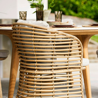 Ensemble de table basse en rotin tressé de luxe pour l'extérieur, trois pièces, avec structure en aluminium - Meubles de jardin et de parc confortables et écologiques