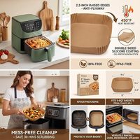 200 pièces de doublures carrées de 8 pouces pour friteuse à air, jetables, anti-éclaboussures, résistantes à la chaleur, en papier sulfurisé antiadhésif, avec bords surélevés, résistantes à l'huile