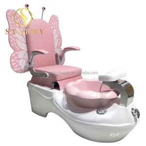Yeni güzel sevimli tasarım pembe çocuk SPA ayak masajı kelebek çocuk pedikür sandalyesi