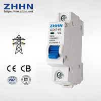 Disjoncteur miniature DZ47-63 C6 1P 6A 110V/230V/400V, capacité de coupure 4500A, MCB pour la protection de la distribution domestique