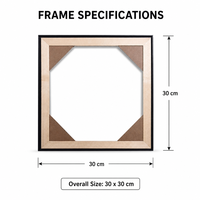 Cadre flottant hybride carré en aluminium et bois 30x30cm, cadre métallique noir mat pour toile, décoration murale de galerie