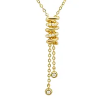 18K Liontin Emas Padat Berlian Asli 18K, Set Perhiasan Kalung Emas Berlian Wanita Hadiah
