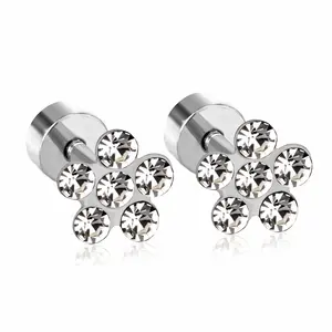 elegant simple and fashionable exquisite female pork belly White Diamond rhinestone stud earrings Factory