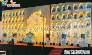 Marcos de decoración para escenario de boda dorados tallados de gran tamaño, telón de fondo de boda tallado en fibra dorada real, marcos de telón de fondo de palacio majestuoso USA - Product Image 6