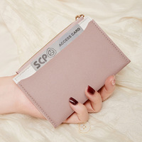 Dompet tipis untuk pria wanita minimalis, dompet saku depan tempat kartu dengan dompet koin ritsleting